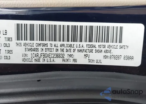 2014 Jeep Grand Cherokee Limited z USA, uszkodzony, nr VIN 1C4RJFBGXEC236632